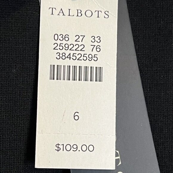 Talbots Black Sheath Dress Faux Leather Trim Pockets Size 6 NWT - Picture 2 of 6